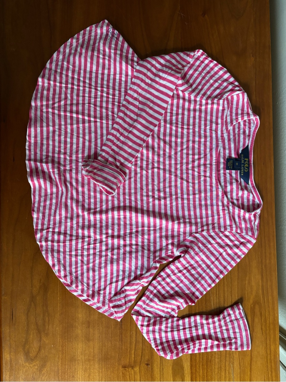Ralph Lauren Pink & White Striped Long Sleeve Tee